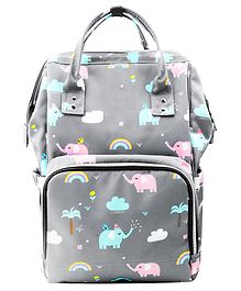 House of Quirk Diaper Bag Maternity Backpack Elephant Print - Grey