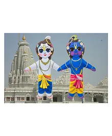 Little Canvas Lord Krishna and Lord Balram Plush Dolls - Height 18 cm