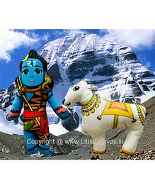 Little Canvas Lord Shiva and Nandi Bull Plush Dolls - Height 18 cm