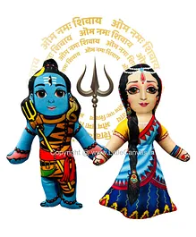 Little Canvas Lord Shiva and Little Canvas Goddess Parvati Plush Dolls Multicolour - Height 18 cm