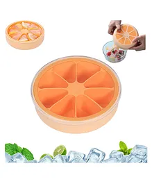 Elecart Orange Shape Silicone Ice Cube Trays with Lid Easy Release Ice Maker Reusable Silicone Ice Box Ice tray Ice Cube Maker & Moulds- Orange