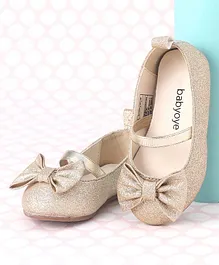 Babyoye Slip On Bellies with Bow Applique - Gold