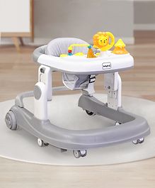 Babyhug Zest Musical Baby Walker With Adjustable Height - Grey & White