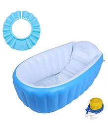 Safe-O-Kid Baby Bath Tub with Multipurpose Baby Shower Cap - Blue