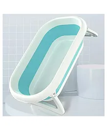 Safe-O-Kid Anti-Slip Folding Baby Bathtub with Temperature Sensitive Plug - White & Blue