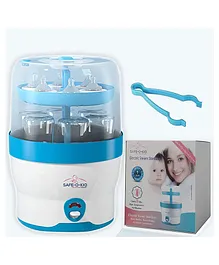 Safe-O-Kid Baby Bottle Sterilizer Pacifiers Kills 99.99% Germs Quick Cleaning - Blue