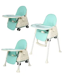 Safe-O-Kid Feeding Booster Seat Dining Table Chair with Wheel and Cushion for Baby - Green