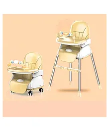 Safe-O-Kid Feeding Booster Seat Dining Table Chair with Wheel and Cushion for Baby - Beige