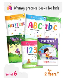 Writing Skill Book Set of 6 Patterns Tracing Capital Letter Tracing Small letter tracing Number Tracing 1 to 10 Hindi Sulekh 1 Cursive Alphabet C - English
