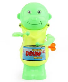 Toyzee Melodious Wind Up Monkey Toy With Drum- Green & Yellow