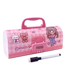 Toyshine Pencil Box with Code Lock Pen Case Large Capacity MultiLayer MultiFunction Storage Bag Secret Compartment Pencil Box  Girly Pink