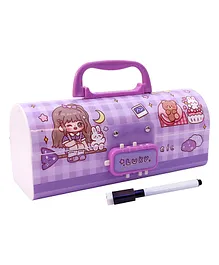Toyshine Pencil Box with Code Lock Pen Case Large Capacity MultiLayer MultiFunction Storage Bag Secret Compartment Pencil Box  Luky Bear  Purple