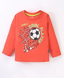Fido Single Jersey Full Sleeves T-Shirt Football Print- Red