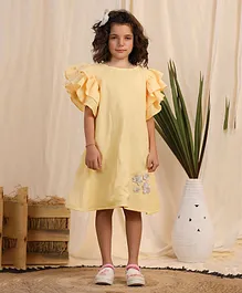 Casa Ninos Yellow Frilly Dress for Girls