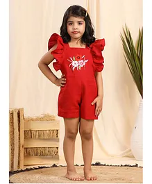 Casa Ninos Red Playsuit For Girls