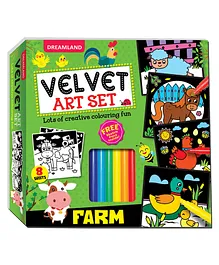 Farm Velvet Art Set With 10 Free Sketch Pens- Multicolor
