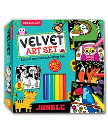 Jungle Velvet Art Set With 10 Free Sketch Pens- Multicolor