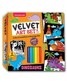 Dinosaurs Velvet Art Set With 10 Free Sketch Pens- Multicolor