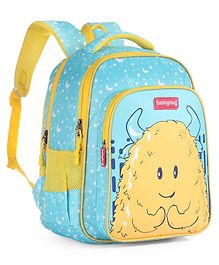 Babyhug Cute Monster School Backpack Blue - Height 16 Inches