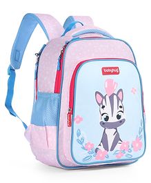 Babyhug Zebra Print School Backpack Pink - Height 16 Inches