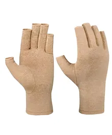 MOMISY Arthritis Finger Less Compression Large Gloves - Khaki, L