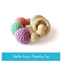 Shumee Wooden Rattle Rings For Babies 15 cm - Multicolour