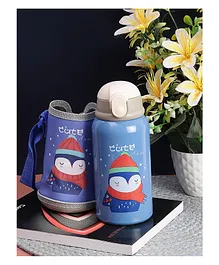 Passion Petals BPA Free Double Walled Vacuum Insulated Stainless Steel Water Bottle with Straw Blue - 500ml