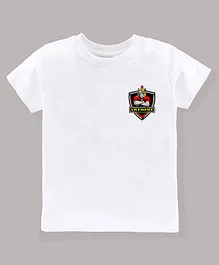 KAVEE 100% Pure Cotton Bio Washed  Half Sleeves Pocket Club Printed Tee -White