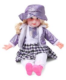 ToyMark Baby Doll In Jacket Glitter Print Purple - Height 36 cm (Color & Print May Vary)