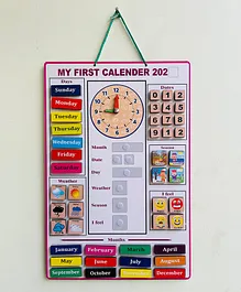WISSEN Wooden My Calendar  Velcro Activity Wall Game- Multicolor