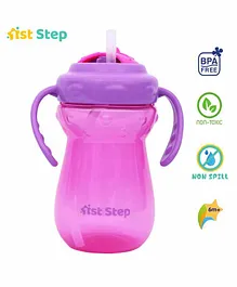 1st Step Twin Handle Sipper Cup With Straw Pink - 360 ml