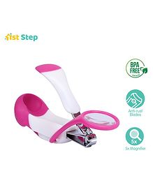 1st Step Easy Grip Baby Nail Clipper With Magnifying Glass - Pink