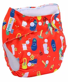 1st Step Size Adjustable Reusable Diaper With Diaper Liner Multiprint - Orange