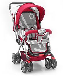 1 st Step Pram with Reversible Handle - Red