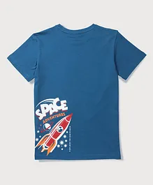 GINI & JONY Half Sleeves Space Rocket Printed Tee - Blue