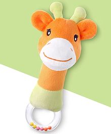 Bonfino Giraffe Plush Rattle Toy - Orange