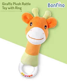 Bonfino Giraffe Plush Rattle Toy - Orange