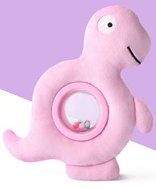 Bonfino Dino Plush Rattle Toy - Pink