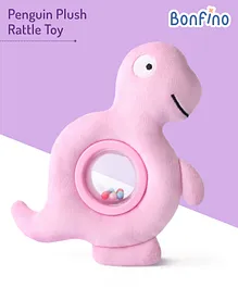 Bonfino Dino Plush Rattle Toy - Pink