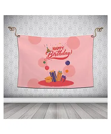 Right Gifting Satin Happy Birthday Washable Reusable Backdrop- Pink
