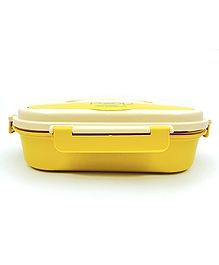 Sanjary Stainless Steel 4 Compartment Lunch Box With Bowl &Cutlery & Handle 1550 ml - Yellow