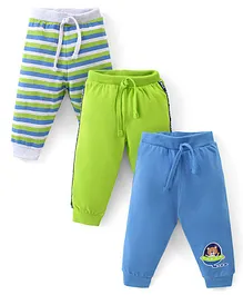 Babyhug Cotton Knit Full Length Lounge Pants With Stripes Pack of 3 - Multicolour
