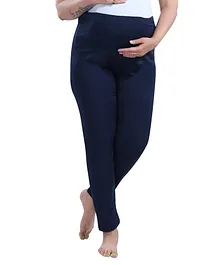 Fabme Solid Maternity Belly Over Leggings - Navy Blue