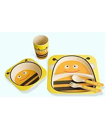 EZ Life Bee Printed 5 Pieces Kids Dining Set - Yellow