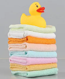 Ben Benny Terry Hand & Face Wash Clothes with Duck Toy L 23 x B 23 cm Pack of 8 - Multicolour