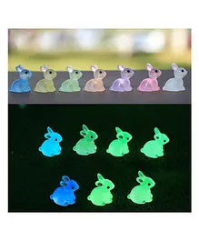 Chocozone Pack of 18 Luminous Rabbit Miniatures Garden Decoration Gifts Home Decor Garden Decor (Glow in the Dark)