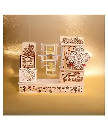 Chocozone Wooden Hand Crank Music Box With Dancing Penguin - Brown