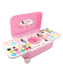 Zyamalox 2 in 1 Cosmetic Makeup Palette and Nail Art Kit for Kids with Portable Trolly Bag Pretend Play Toy for Girls Multicolor (Assorted color and Print)
