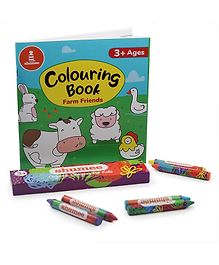 Shumee Farm Friends Coloring Book and Organic Crayon Kit (3+ years)- Multicolor- 1 coloring book and 6 crayons.