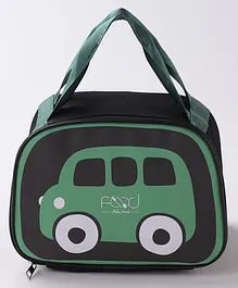 Lunch Box Bag with Bus Design - Green & Black